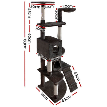 i.Pet Cat Tree 193cm Trees Scratching Post Scratcher Tower Condo House Furniture Wood i.Pet